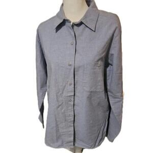 Beautiful Women's Medium Woolrich Blue Long Sleeve Button Flannel Shirt new